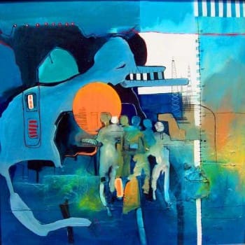 Face au temps-Acrylique sur toile de coton- Aza Mansongi