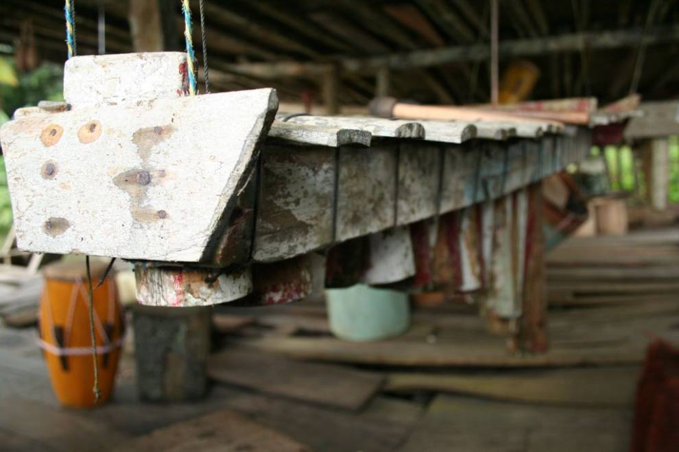 Marimba de los Espíritus, en la casa de las Torres del municipio de Guapi (noroccidente del departamento del Cauca, Colombia). Foto: Jorge Porras. 