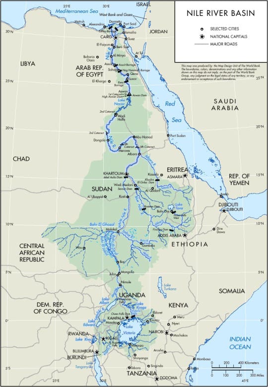 Países que baña el río Nilo. 