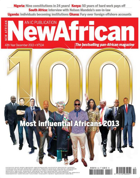 Portada del número de dicembre de New African Magazine, con la lista de los 100 personajes más influyentes del continente