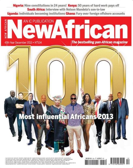 Portada del número de dicembre de New African Magazine, con la lista de los 100 personajes más influyentes del continente