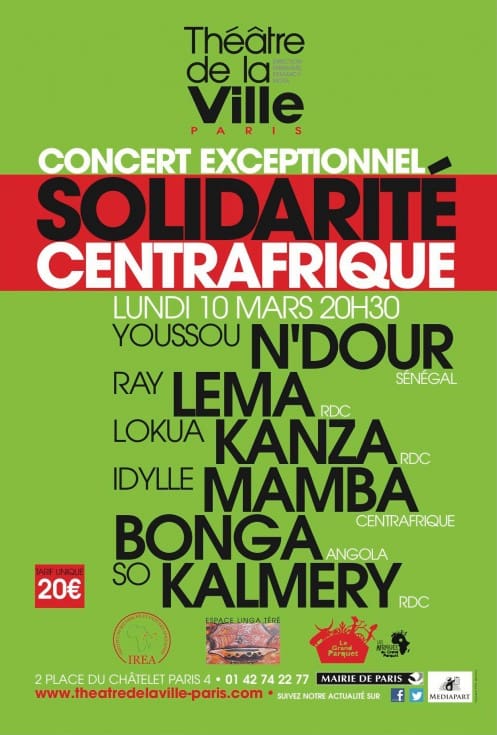 Cartel del concierto solidario de músicos africanos celebrado el 10 de marzo en París.