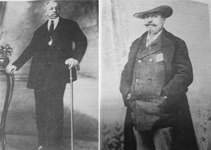 Retratos del compositor Zenón Rolón, a la derecha, y de Gabino Ezeiza, a la izquierda. Extraídos del libro Los afroargentinos de Buenos Aires de George Reid Andrews