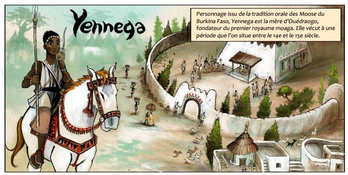Imagen del cómic dedicado a Yennega, la guerrera burkinesa