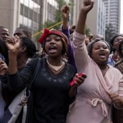 Late South African Nelson Mandela mourners