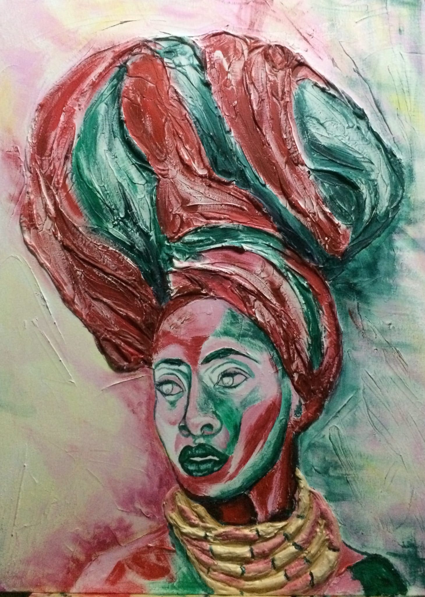 Waiso (2019), técnica mixta (acrílico sobre lienzo), de Marian Davies Rosario.